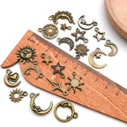 WOCRAFT 60pcs Antique Bronze Sun Moon Star Bracelet Charms - Image 4