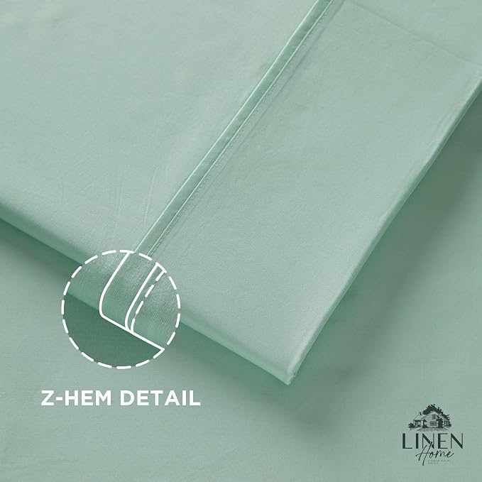 Linen Home 100% Cotton Percale 1 Flat Sheet, Queen Size - Image 3