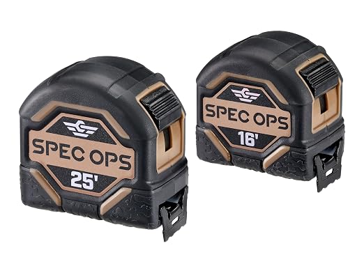 Spec Ops Tools Tape Measure for Measuring & Layout, 1 1/8" Double-Sided Blade by SpecOps