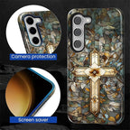 for Samsung Galaxy S23 Case, Christian Cross Stained Glass Pattern Glossy 2 in - Image 6