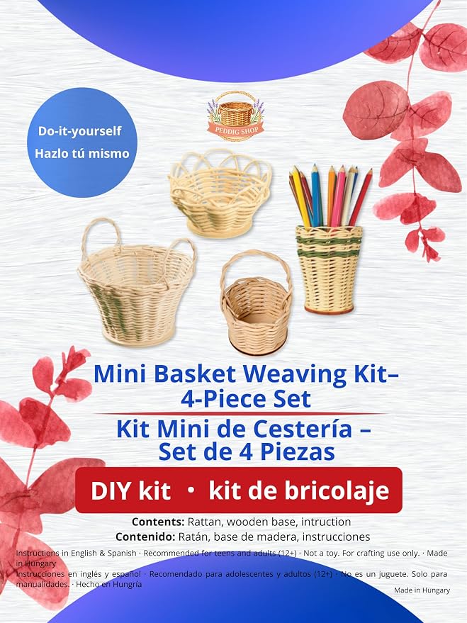 PEDDIG SHOP Mini Basket Weaving Kit – 4 Piece DIY Rattan Basket Craft Set - Image 7
