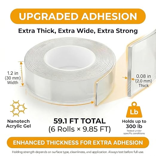 Double Sided Tape Heavy Duty, Picture Hanging Adhesive Strips) - Image 2