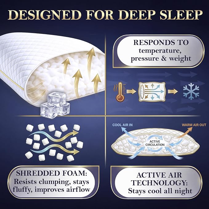 Royal Therapy Queen Size Set of 2-Shredded Memory Foam Pillow–Adjustable Memory - Image 9
