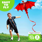 JOYIN Dragon Kites for Kids and Adults, Dragon Red Beach Kite for Outdoor Games - Image 3
