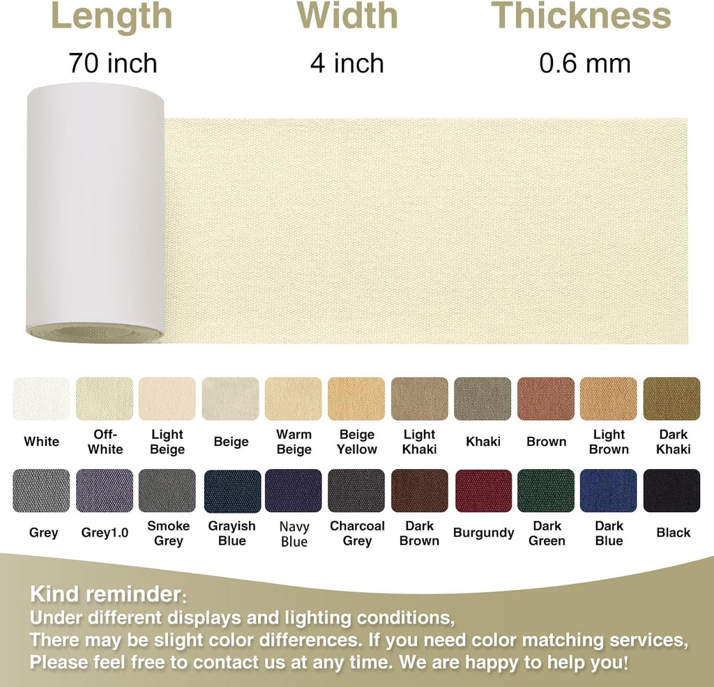 Canvas Repair Tape 4×70 Inch Waterproof Self-Adhesive Fabric Repair Patch for Repairing Boat Covers,Tents,Patio Umbrellas,Car Seats,Luggage,Sofas.(Off-White)