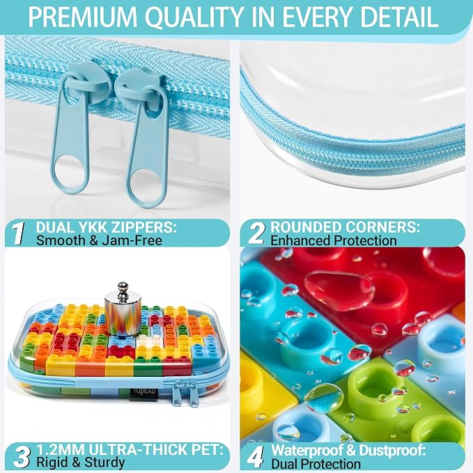 YQBRAO 3-Pack Large Clear Hard Shell Zipper Case, 1.2mm Rigid Toy & Cosmetic - Image 5