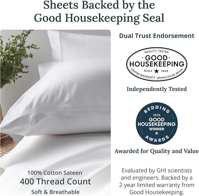 California Design Den Soft Queen Size 100% Cotton Sheet Sets, 400 Thread Count - Image 2