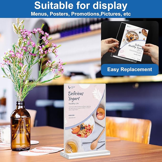 Acrylic Sign Holder 4x6, 20 Pack Clear Table Vertical Double Sided Table Menu - Image 2