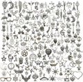 Youdiyla 200 Mixed Charms Collection, Antique Silver Tone, Charms Metal Pendant by Youdiyla