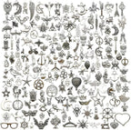 Youdiyla 200 Mixed Charms Collection, Antique Silver Tone, Charms Metal Pendant by Youdiyla