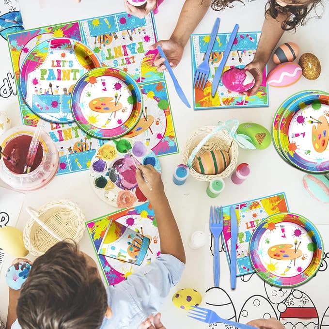 Paint Party Supplies, Art Tablecloths, Paint Banner, Art Birthday Party - Image 3