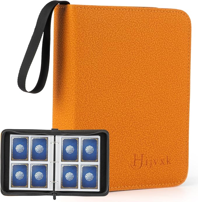 4 Pocket Card Binder for 400 Cards, Premium PU Zipper Card Collection Album by Hijvxk