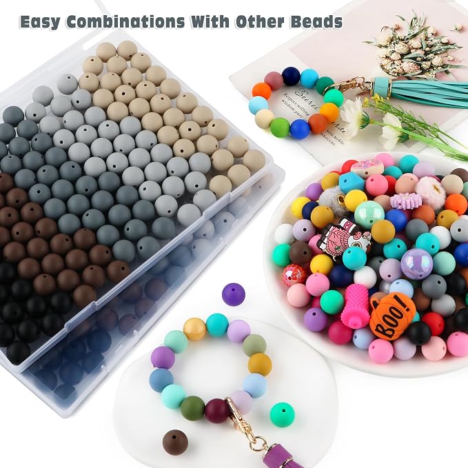 150Pcs Silicone Beads 15mm Mix Color, Bulk Silicone Beads 15mm - Image 5