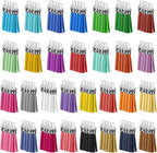 120 Pack Leather Keychain Tassels Charms Silver White Cap Multicolor Tassels by Bringsparkletoeverydaylife