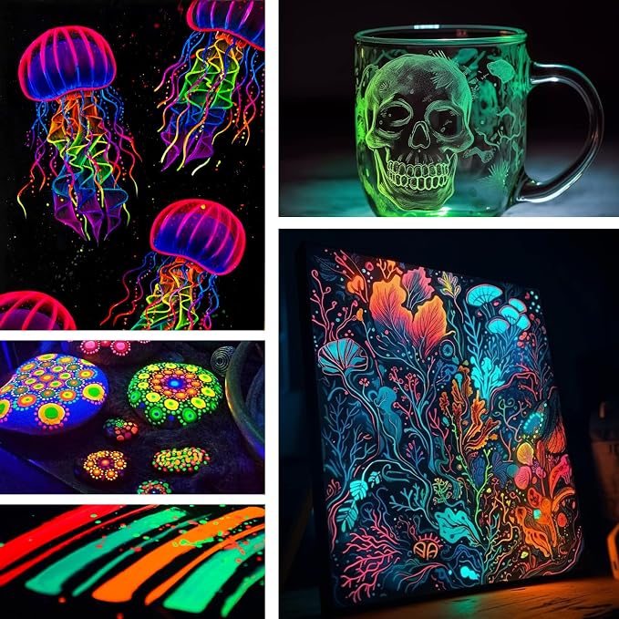 Roizefar Glow in the Dark Paint, 16 Colors 3D Permanent Acrylic Fabric Paints - Image 7