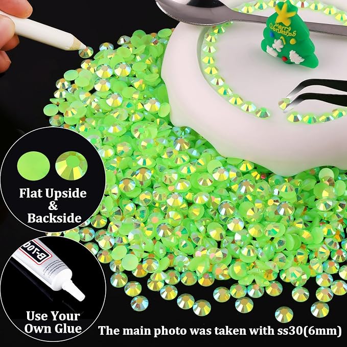 5000pcs 3mm Resin Rhinestones Bulk, Fluorescent Green AB Flatback Round Jelly - Image 5