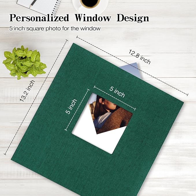 potricher Large Photo Album Self Adhesive 3x5 4x6 5x7 8x10 10x12 Pictures Linen - Image 2