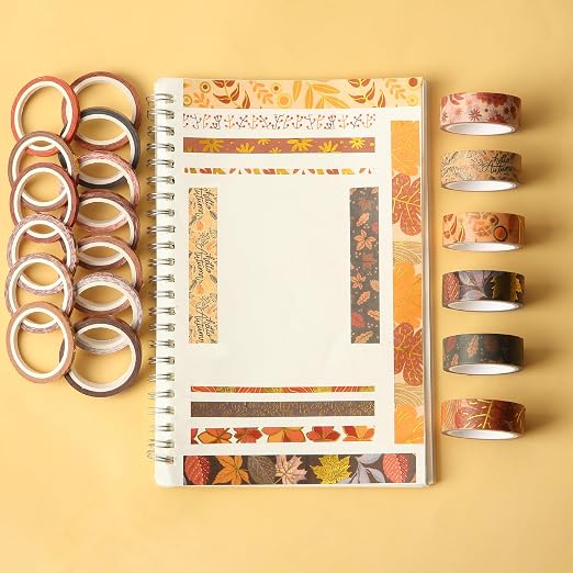 Mr. Pen- Washi Tape Set, 21 Rolls, Autumn Leaves | 5.5 Yards/Roll, Washi Tape - Image 7