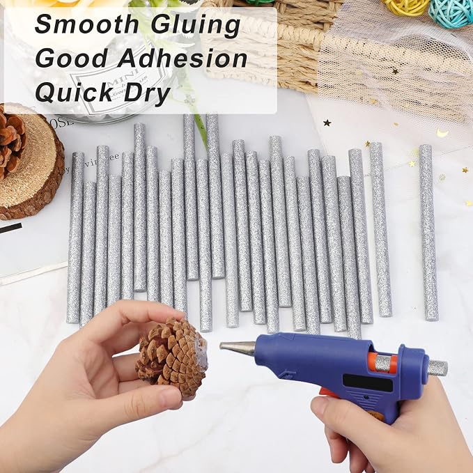 Manarty Glitter Silver Hot Glue Stick, Adhesive EVA Glue Sticks Standard - Image 4