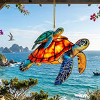 Sea Turtle Gifts for Women, Acrylic Faux Stained Glass Ornament, Beach Themed - Image 7