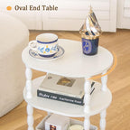 MaxSmeo White Side Table, 3-Tier Small Oval End Table, Modern Night Stand Wood - Image 5
