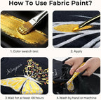 Nicpro Metallic Gold Fabric Paint, 8.45 Fl Oz Permanent Soft Fabric Paint - Image 5