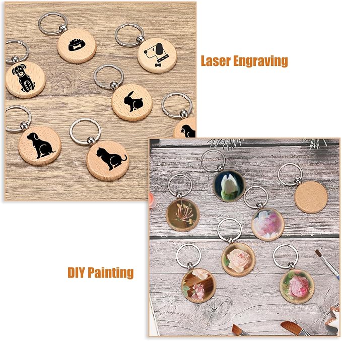 JUXYES 200 PCS Unfinished Wooden Keychain Blanks - Image 7