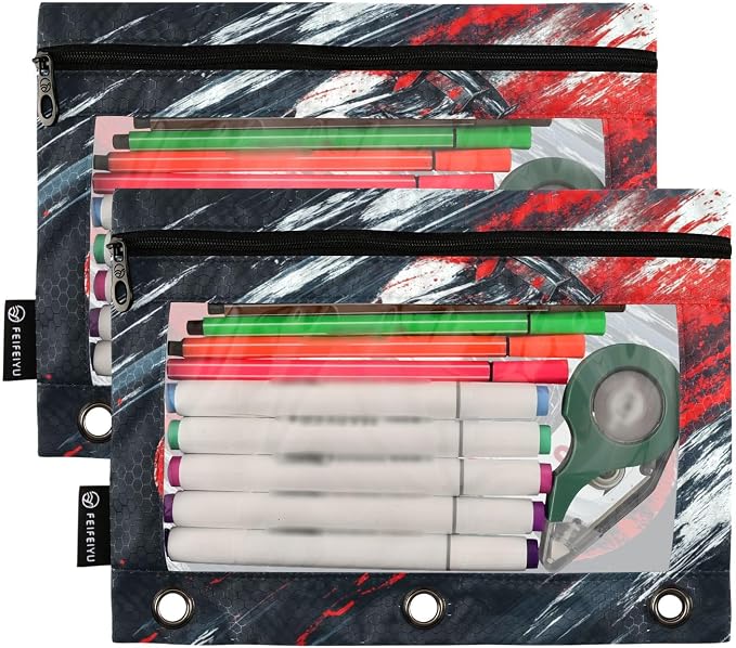 Truck Racing Car Pencil Pouch for 3 Ring Binder, 2 Pack Waterproof Pencil Bags - Image 2