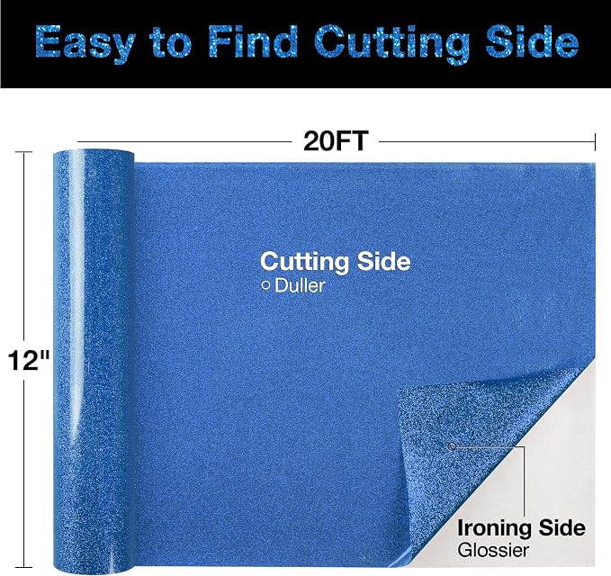 TORC Royal Blue Glitter HTV Heat Transfer Vinyl Roll 12 inch x 20 ft Iron on - Image 2