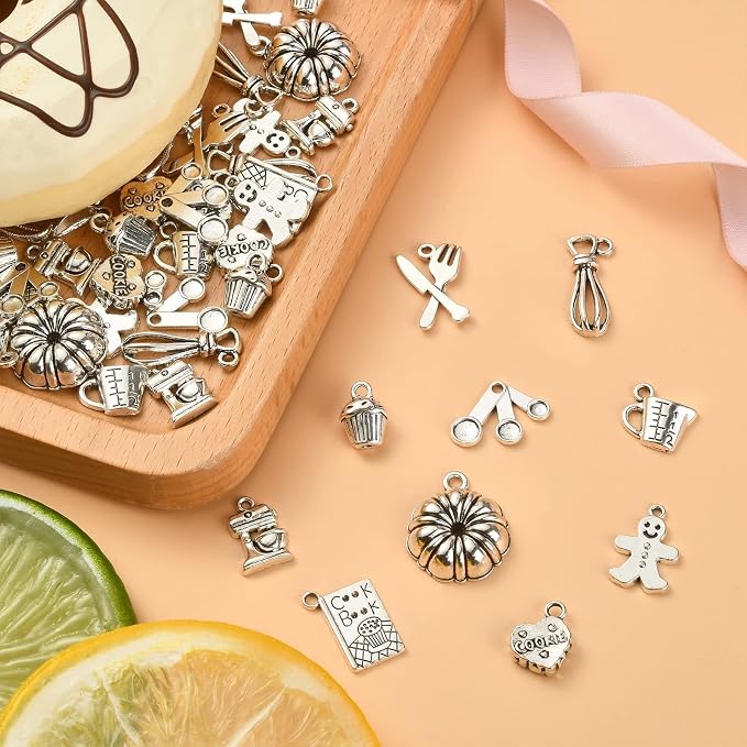 DanLingJewelry 100Pcs 10 Styles Baking Charms Cupcake Bakery Coffee Egg Beater - Image 4