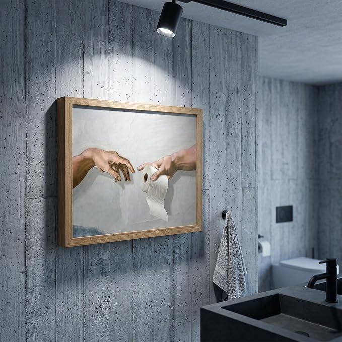 Funny Bathroom Wall Art, The Creation of Adam Toilet Paper Canvas Print - Image 4