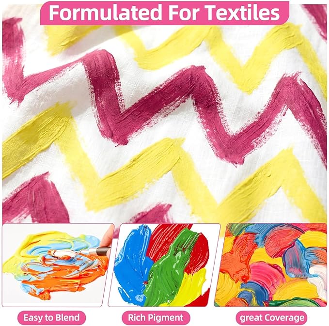 Colorful Permanent Fabric Paint, 26 Colors Soft Fabric Paint in Bottles - Image 3