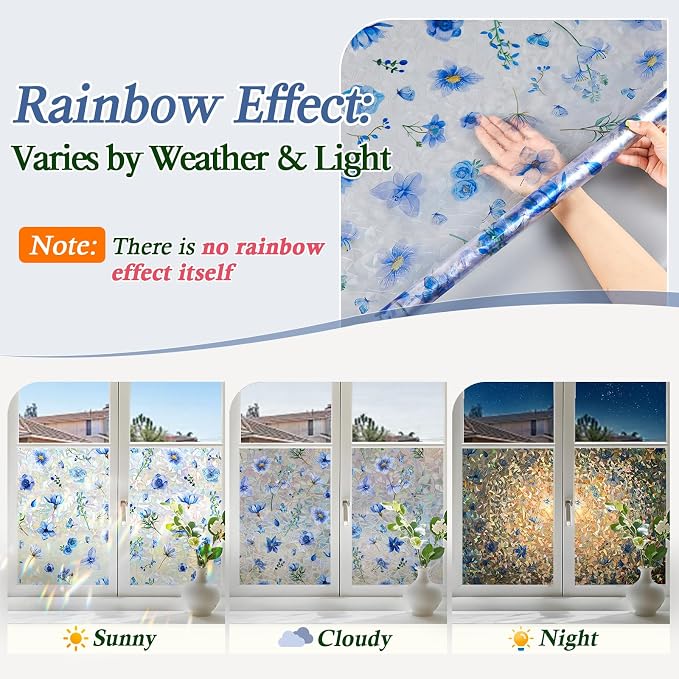 Coavas Stained Glass Window Privacy Film, Rainbow Static Cling Decorative - Image 4