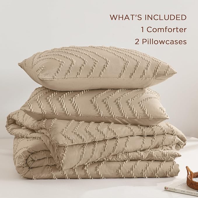 Andency Taupe Comforter Set Full Size, Boho Soft Warm Tufted Bedding Comforter - Image 7