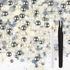 ASTARON 50g Mix Flatback Rhinestones Half Pearls by ASTARON