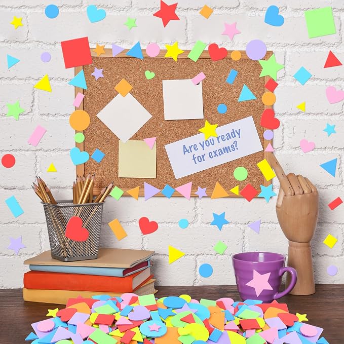 1620Pcs Foam Stickers Foam Shape Stickers Colorful Self Adhesive, 8 Colors - Image 6