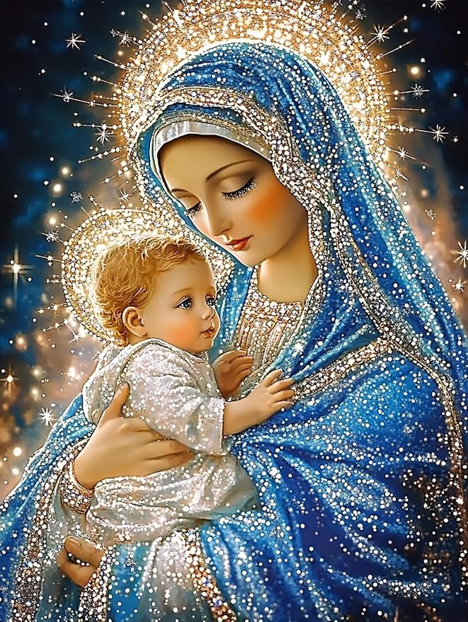 CHWGLFGG 5D Diamond Art Kits for Adults Beginners, Virgin Mary Diamond Painting by CHWGLFGG