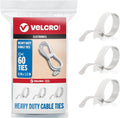 VELCRO Brand White Cable Ties Heavy Duty | 60Pc Bulk Pack | 8 x 1/2" ONE-WRAP by VELCROBrand