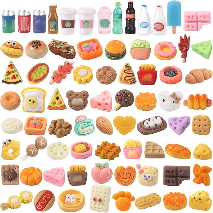 DULEFUN 100pcs Miniature Foods Drink Bottles Toys, Mixed Mini Resin Food Drinks by DULEFUN