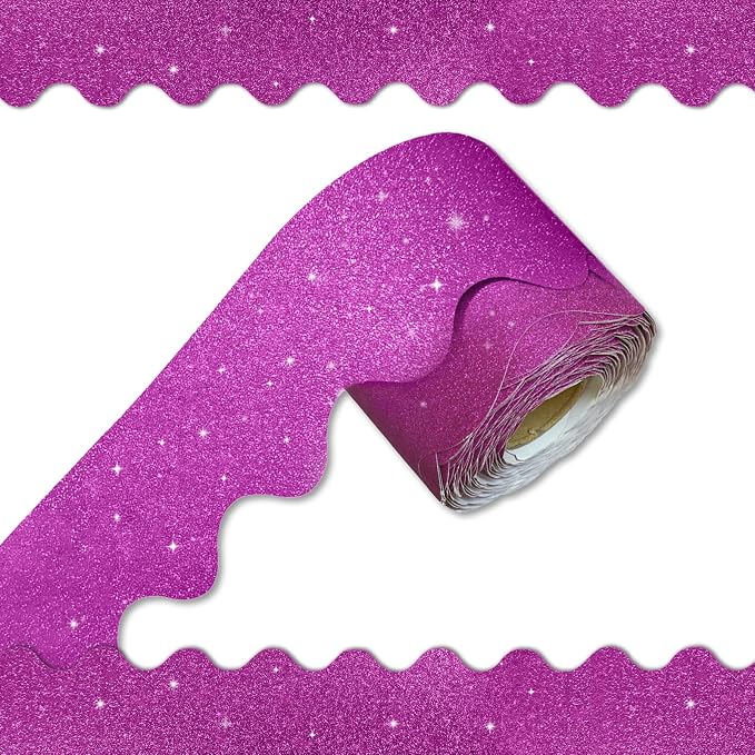70Ft Shine Pink Bulletin Board Borders，Scalloped Poster Boards Decorations Trim by Unknown