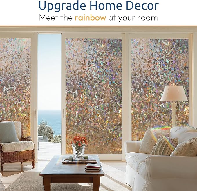 rabbitgoo Window Privacy Film Rainbow Film Decorative Window Sticker, 3D Static - Image 4
