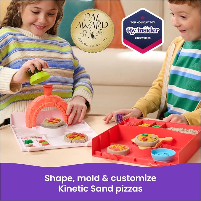 Kinetic Sand SquishPizza Playset, Moldable Play Sand Sensory Toys, Ages 5+ | - Image 2
