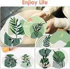 ijbnhd 8 Pcs Leaf Diamond Art Coasters Kit, Diamond Painting Coasters | Leaf - Image 2