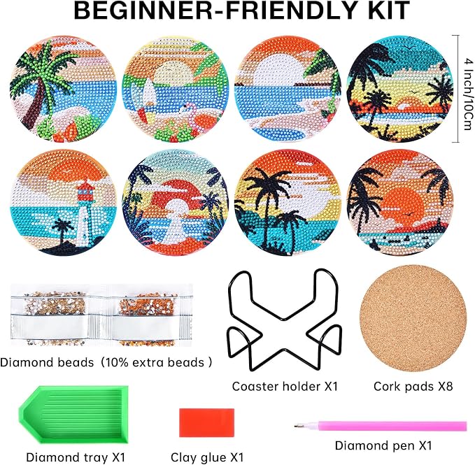 Beach Diamond Art Painting Coasters Kit - Image 2