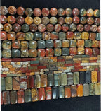 28Pcs 12mm Flat Square Red Creek Stone Beads - Image 7