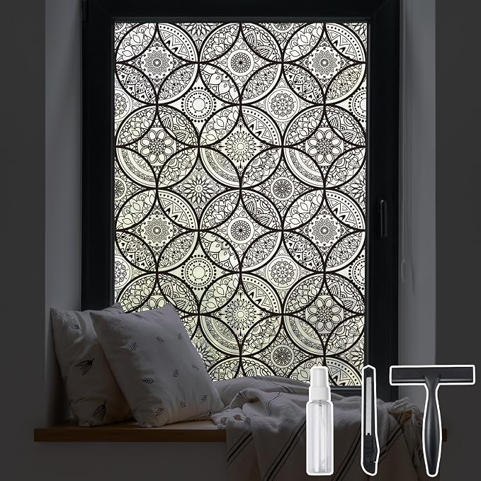 DKTIE Boho Stained Glass Look Window Privacy Film by Dktie