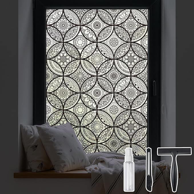 DKTIE Boho Stained Glass Look Window Privacy Film by Dktie