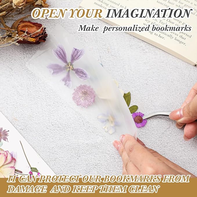 Fuyoooo 376 Pcs Pressed Flowers Bookmark Making Kit, DIY Bookmark Laminating - Image 3