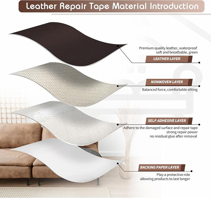 KING MOUNTAIN Leather Repair Patch, 4 x 63 Inches self Adhesive Leather Repair - Image 3