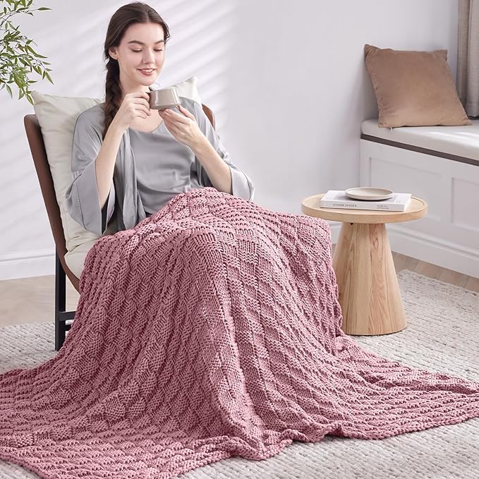 Knitted Weighted Blanket for Adult, No Beads Heavy Blanket 60” x 80'' 17lbs - Image 7